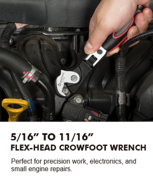 Advantage of 8-17 mm Flex-Head Adjustable Crowfoot Wrench