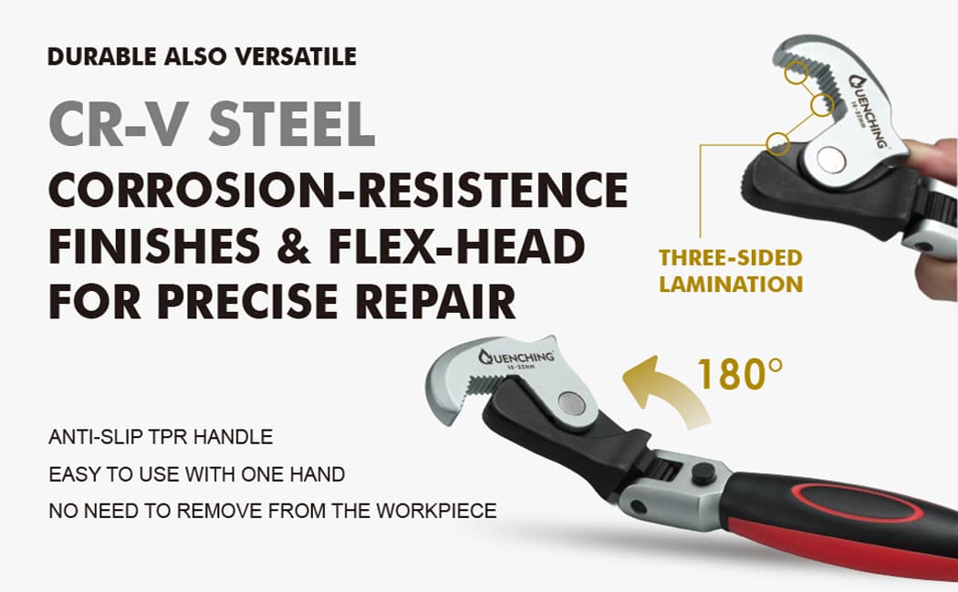 Advantage of 8-17 mm Flex-Head Adjustable Crowfoot Wrench